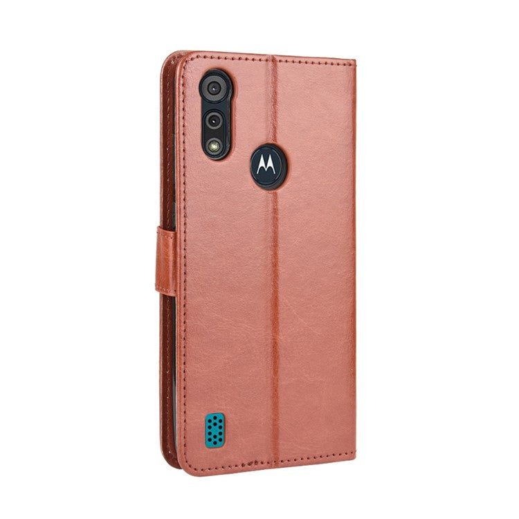 Crazy Horse Texture Wallet Stand Leather Phone Case for Motorola Moto Moto E6i / E6s (2020) - Brown