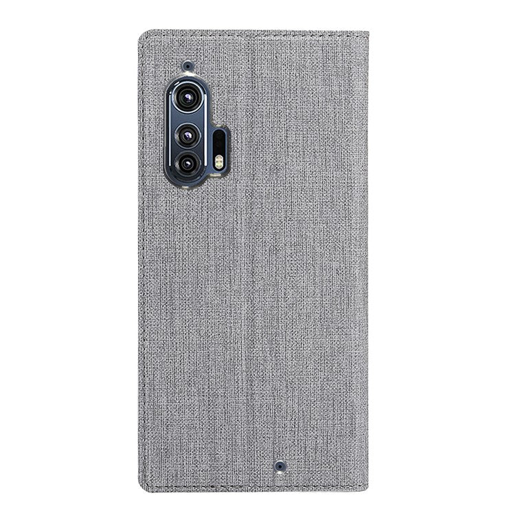VILI DMX Card Holder Leather Stand Shell Mobile Phone Cover for Motorola Edge Plus - Grey