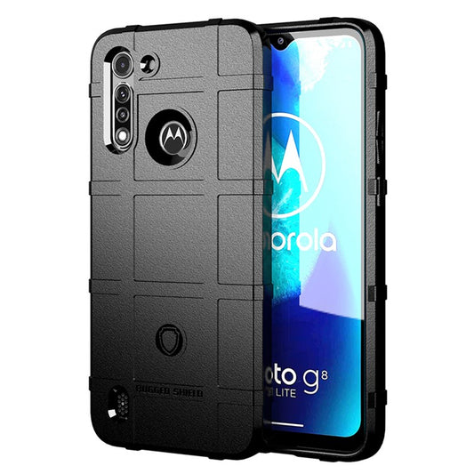 Anti-shock Square Grid Texture Thicken TPU Case for Motorola Moto G8 Power Lite - Black