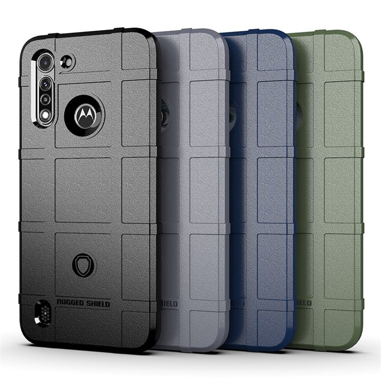 Anti-shock Square Grid Texture Thicken TPU Case for Motorola Moto G8 Power Lite - Black