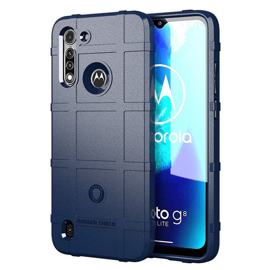 Anti-shock Square Grid Texture Thicken TPU Case for Motorola Moto G8 Power Lite - Blue