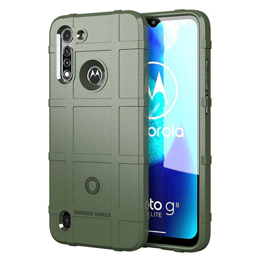 Anti-shock Square Grid Texture Thicken TPU Case for Motorola Moto G8 Power Lite - Army Green