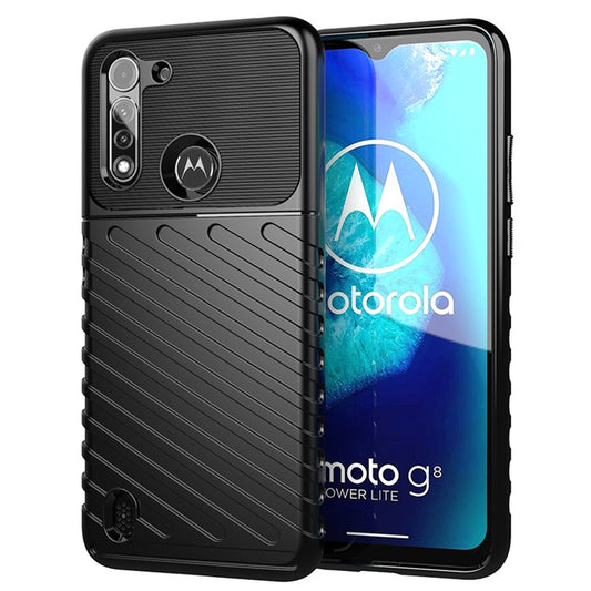 Thunder Series Twill Texture Soft TPU Phone Cover for Motorola Moto G8 Power Lite - Black