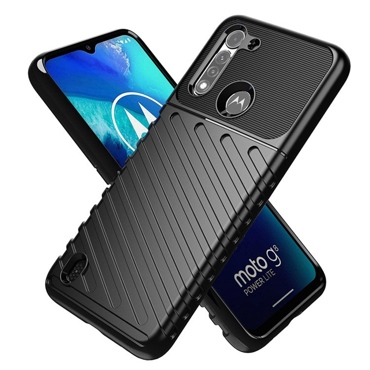 Thunder Series Twill Texture Soft TPU Phone Cover for Motorola Moto G8 Power Lite - Black