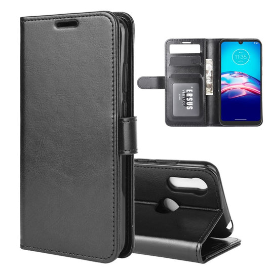Crazy Horse Wallet Leather Magnetic Phone Cover for Motorola Moto E6i / E6s (2020) - Black