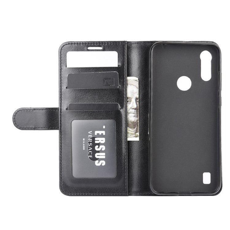 Crazy Horse Wallet Leather Magnetic Phone Cover for Motorola Moto E6i / E6s (2020) - Black