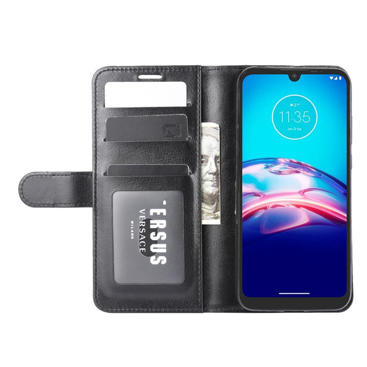 Crazy Horse Wallet Leather Magnetic Phone Cover for Motorola Moto E6i / E6s (2020) - Black