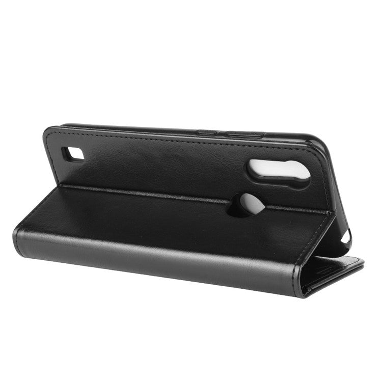 Crazy Horse Wallet Leather Magnetic Phone Cover for Motorola Moto E6i / E6s (2020) - Black