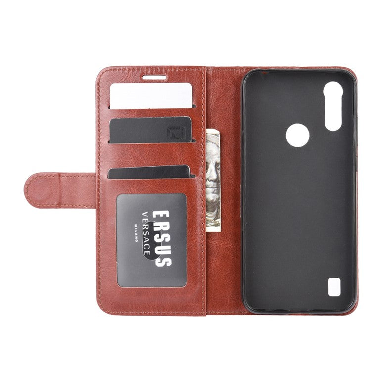 Crazy Horse Wallet Leather Magnetic Phone Cover for Motorola Moto E6i / E6s (2020) - Brown