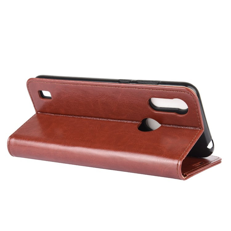 Crazy Horse Wallet Leather Magnetic Phone Cover for Motorola Moto E6i / E6s (2020) - Brown