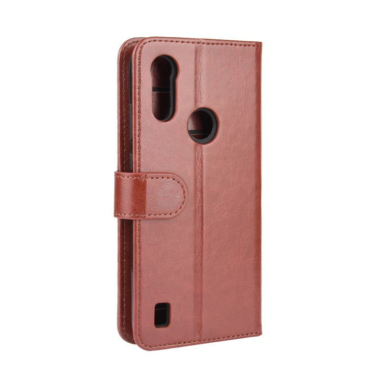 Crazy Horse Wallet Leather Magnetic Phone Cover for Motorola Moto E6i / E6s (2020) - Brown