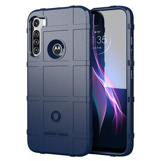 Rugged Square Grid Texture Anti-shock TPU Phone Case for Motorola Moto One Fusion Plus - Blue