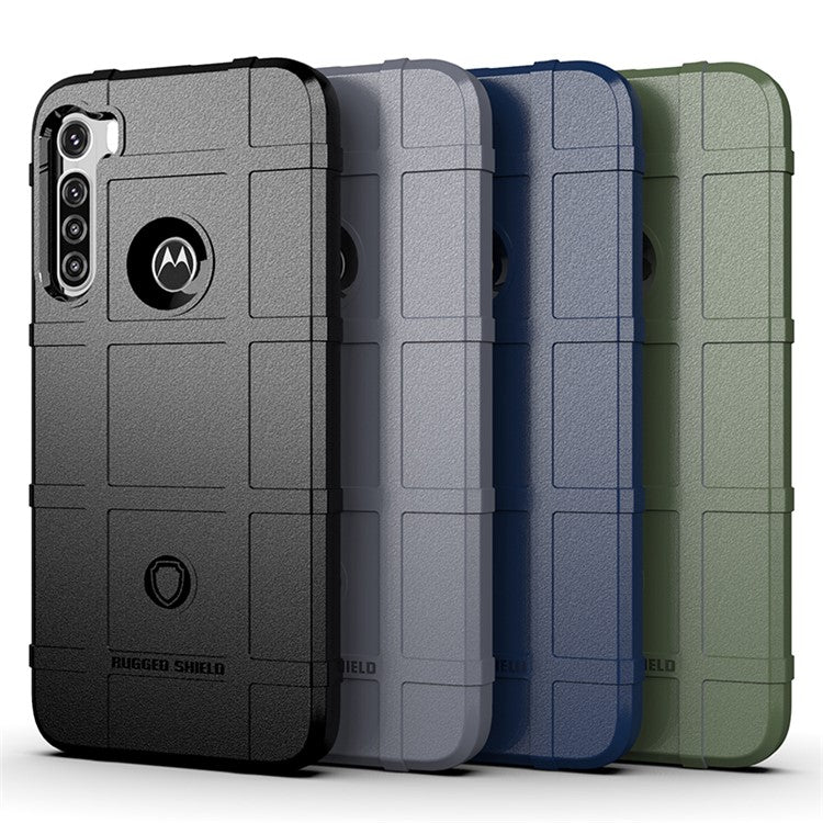 Rugged Square Grid Texture Anti-shock TPU Phone Case for Motorola Moto One Fusion Plus - Blue