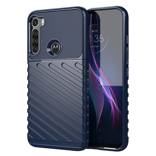 Thunder Series Twill Texture Soft TPU Phone Case for Motorola Moto One Fusion Plus - Blue