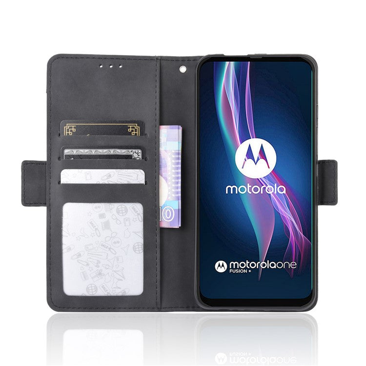 Wallet  Leather Stand Case for Motorola Moto One Fusion Plus - Black