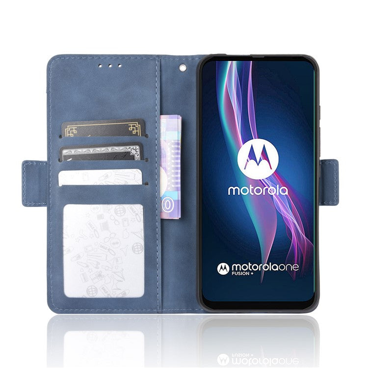 Wallet  Leather Stand Case for Motorola Moto One Fusion Plus - Blue