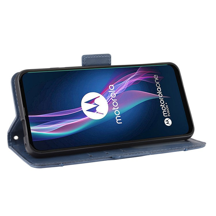 Wallet  Leather Stand Case for Motorola Moto One Fusion Plus - Blue