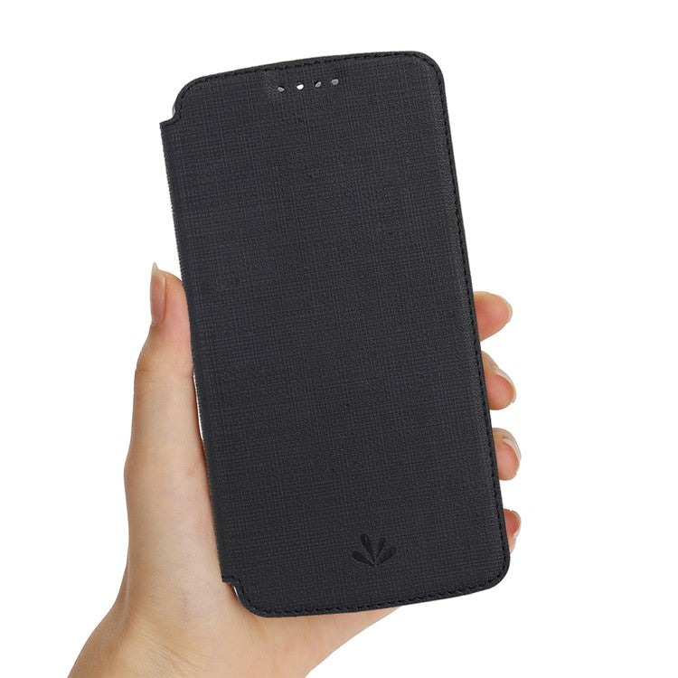 VILI DMX Cross Texture Leather Card Holder Case for Motorola Moto G Power - Black