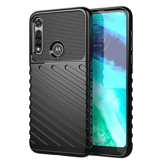 Thunder Series Twill Texture Soft TPU Phone Case for Motorola Moto G Fast - Black