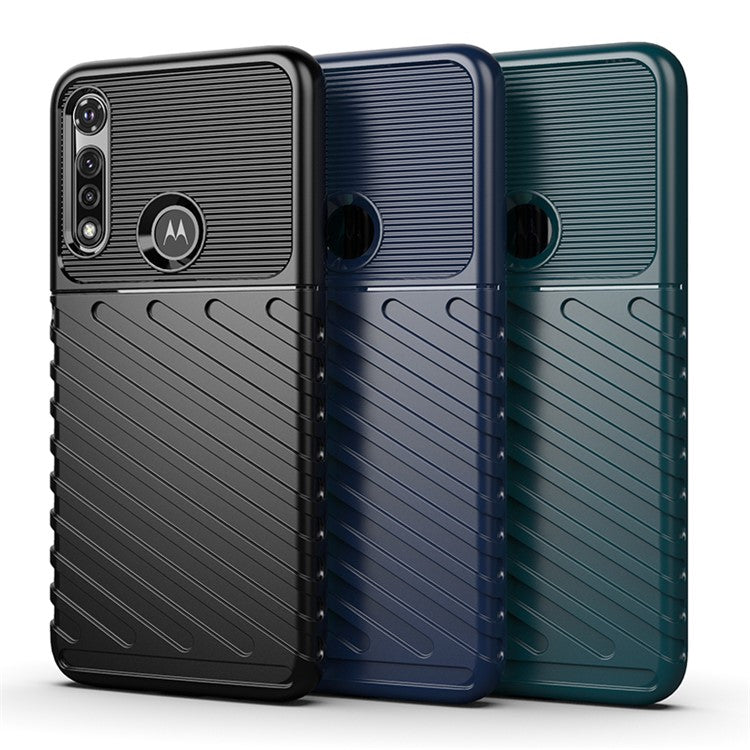Thunder Series Twill Texture Soft TPU Phone Case for Motorola Moto G Fast - Black