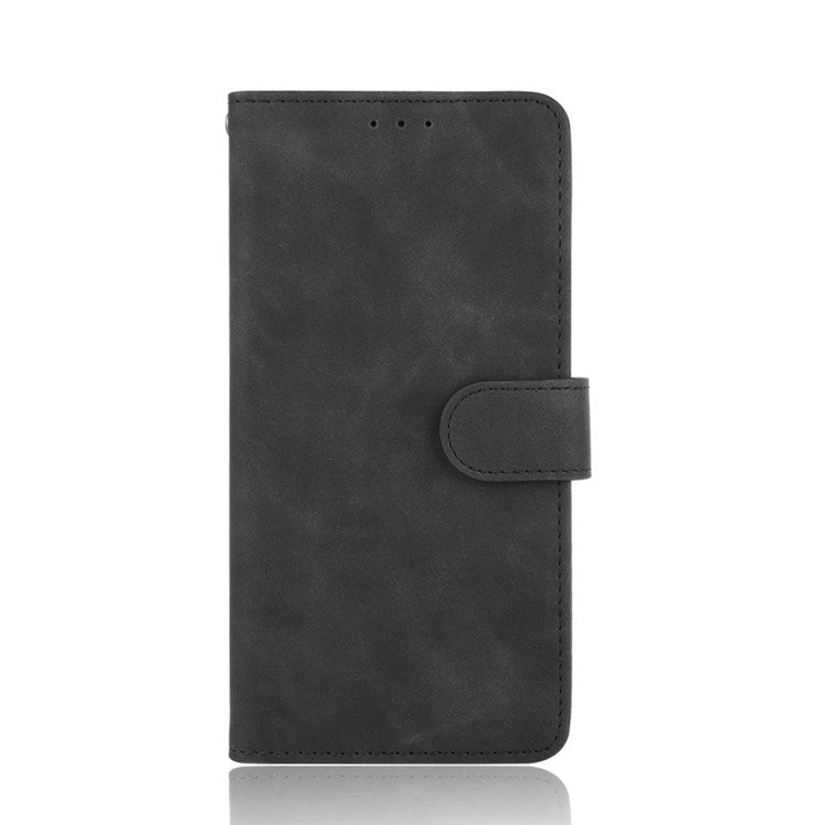 Skin-touch Wallet Stand Leather Flip Cover for Motorola Moto G 5G Plus - Black
