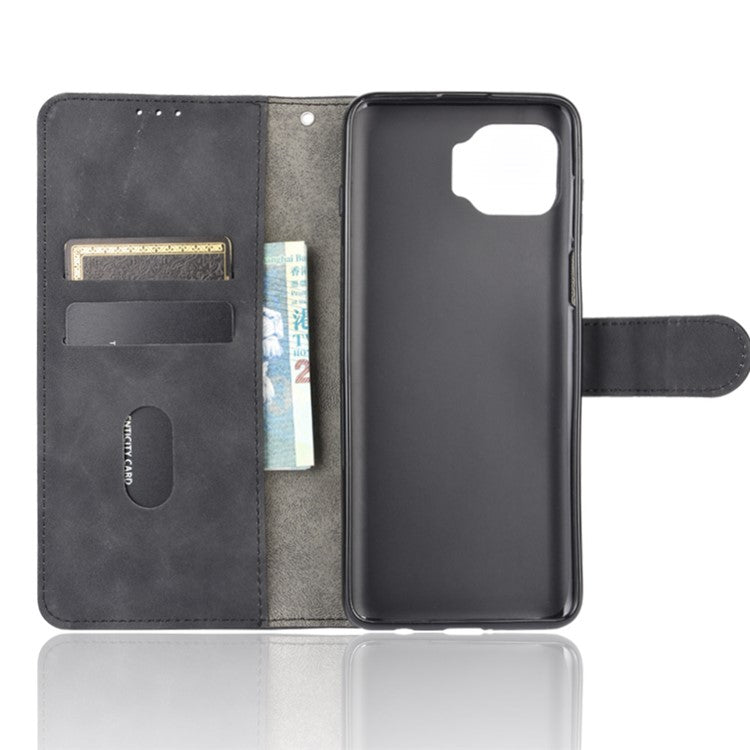 Skin-touch Wallet Stand Leather Flip Cover for Motorola Moto G 5G Plus - Black