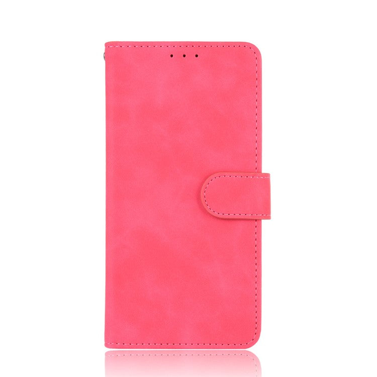 Skin-touch Wallet Stand Leather Flip Cover for Motorola Moto G 5G Plus - Red