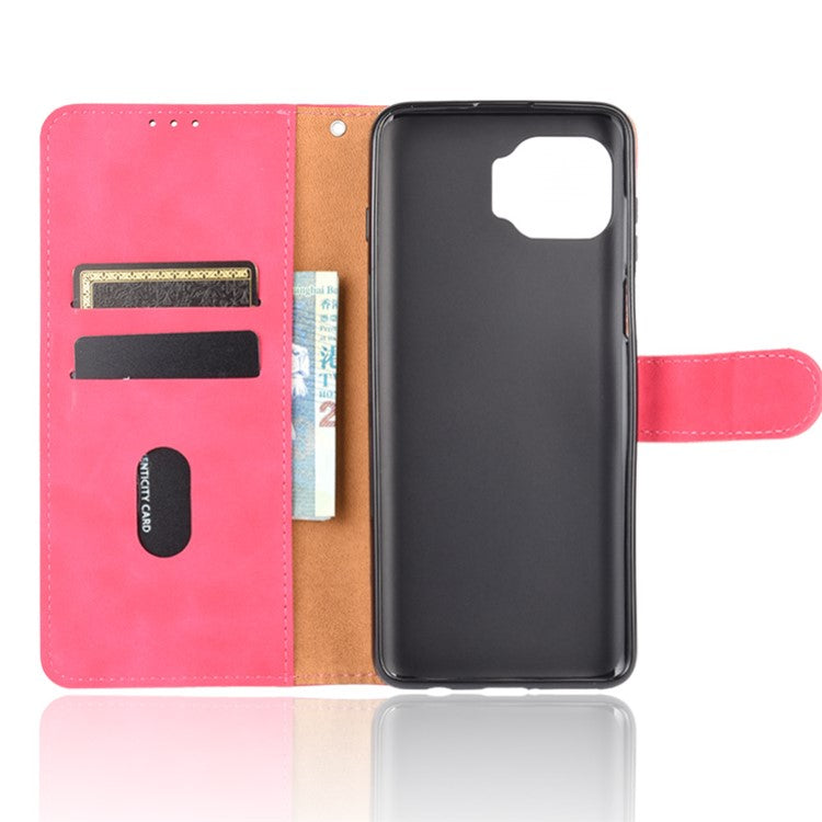 Skin-touch Wallet Stand Leather Flip Cover for Motorola Moto G 5G Plus - Red