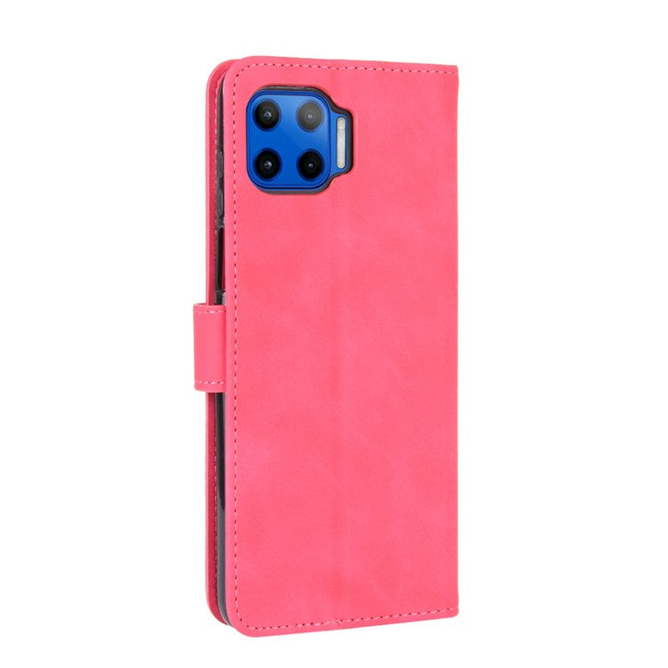 Skin-touch Wallet Stand Leather Flip Cover for Motorola Moto G 5G Plus - Red