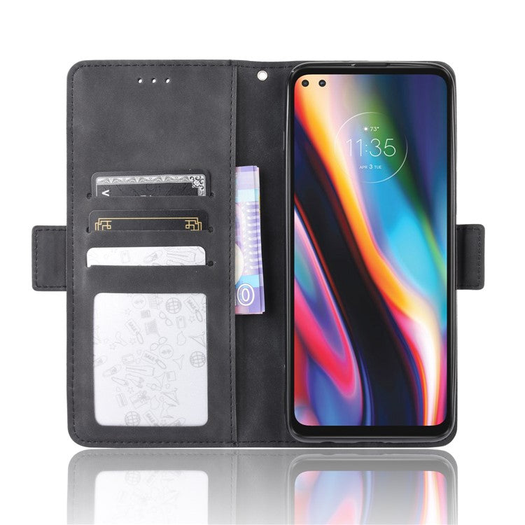 Wallet Stand Flip Leather Protective Case for Motorola Moto G 5G Plus - Black