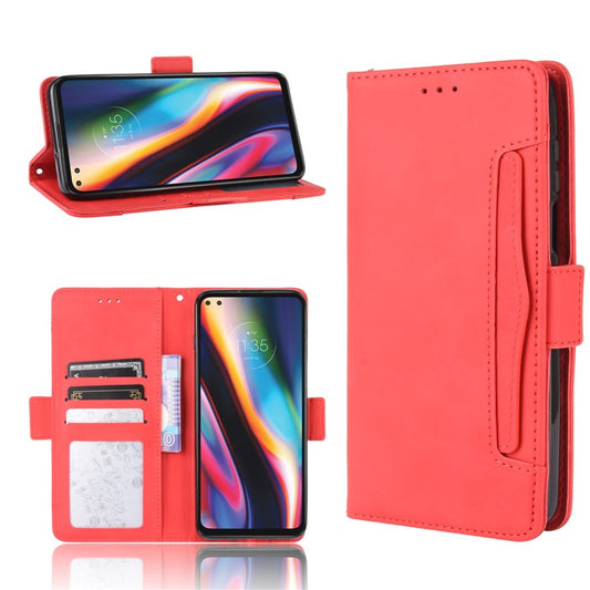 Wallet Stand Flip Leather Protective Case for Motorola Moto G 5G Plus - Red