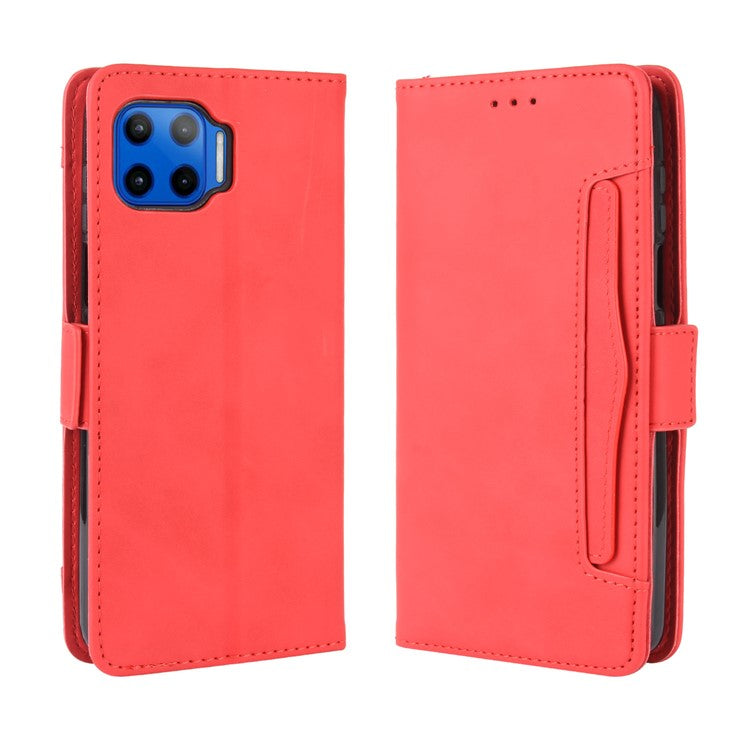 Wallet Stand Flip Leather Protective Case for Motorola Moto G 5G Plus - Red