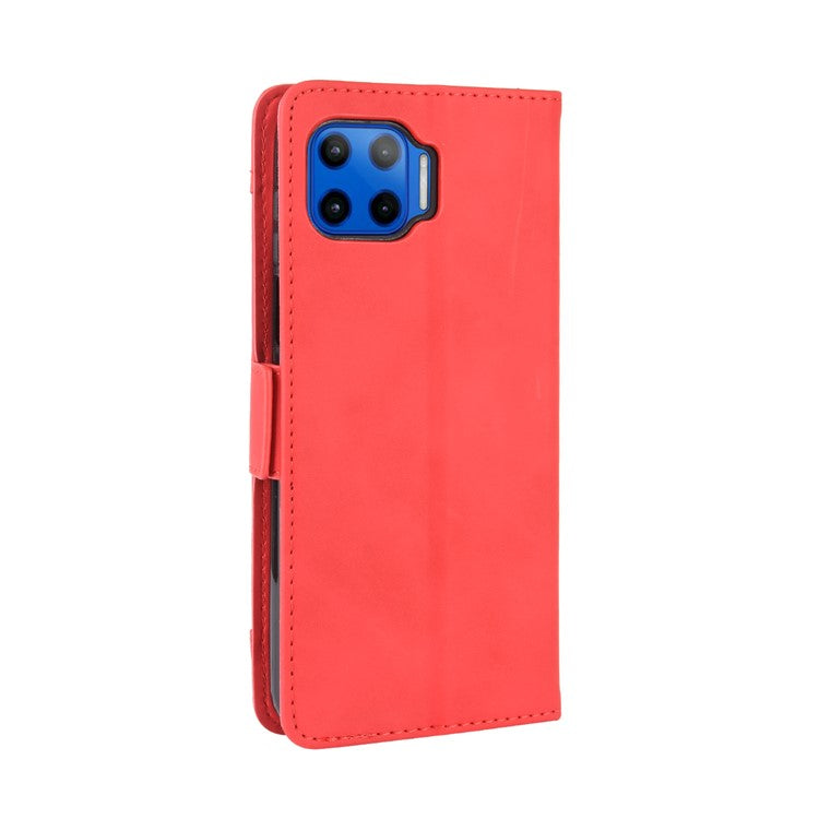 Wallet Stand Flip Leather Protective Case for Motorola Moto G 5G Plus - Red