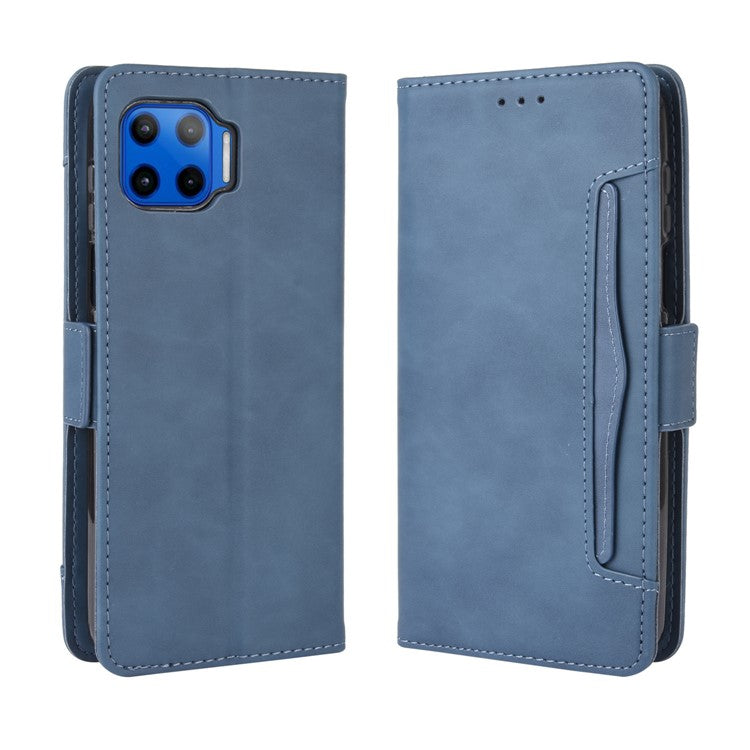 Wallet Stand Flip Leather Protective Case for Motorola Moto G 5G Plus - Blue