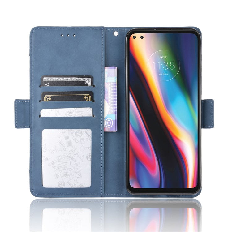 Wallet Stand Flip Leather Protective Case for Motorola Moto G 5G Plus - Blue