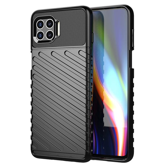 Thunder Series Twill Texture Soft TPU Phone Protective Shell for Motorola Moto G 5G Plus - Black