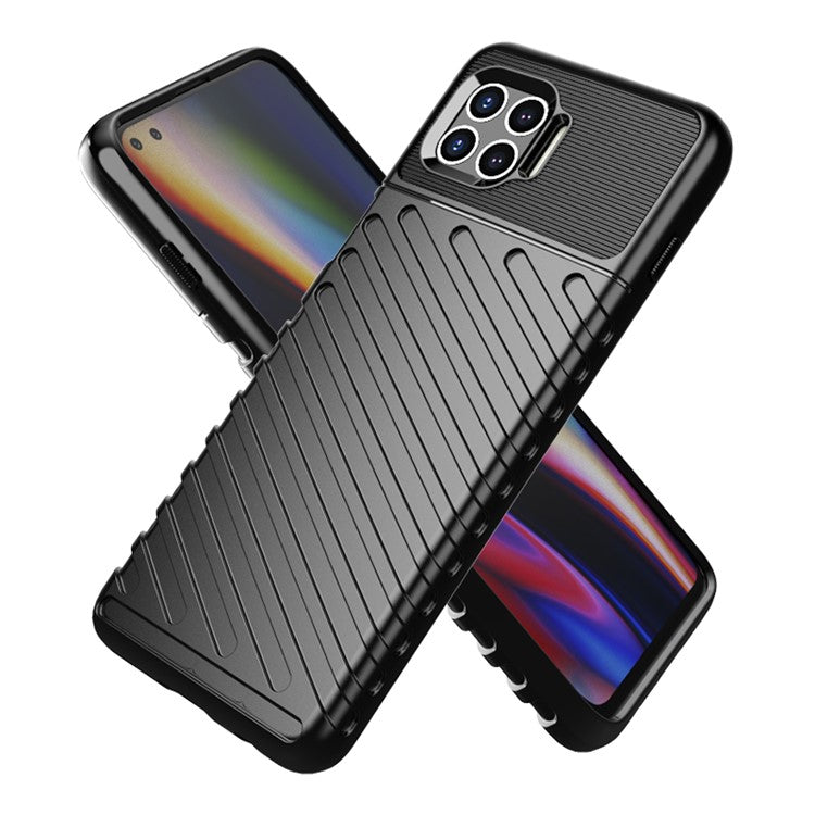 Thunder Series Twill Texture Soft TPU Phone Protective Shell for Motorola Moto G 5G Plus - Black