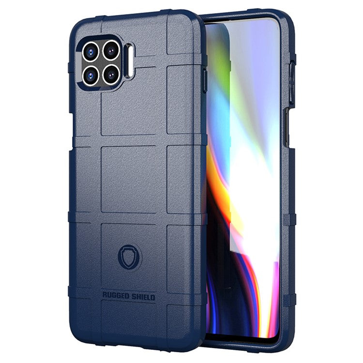 Anti-shock Square Grid Texture Thicken TPU Case for Motorola Moto G 5G Plus - Blue