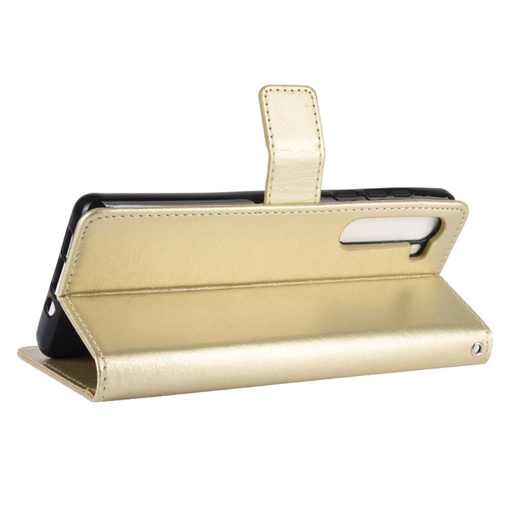 Crazy Horse PU Leather Wallet Stand Case for Motorola Edge - Gold