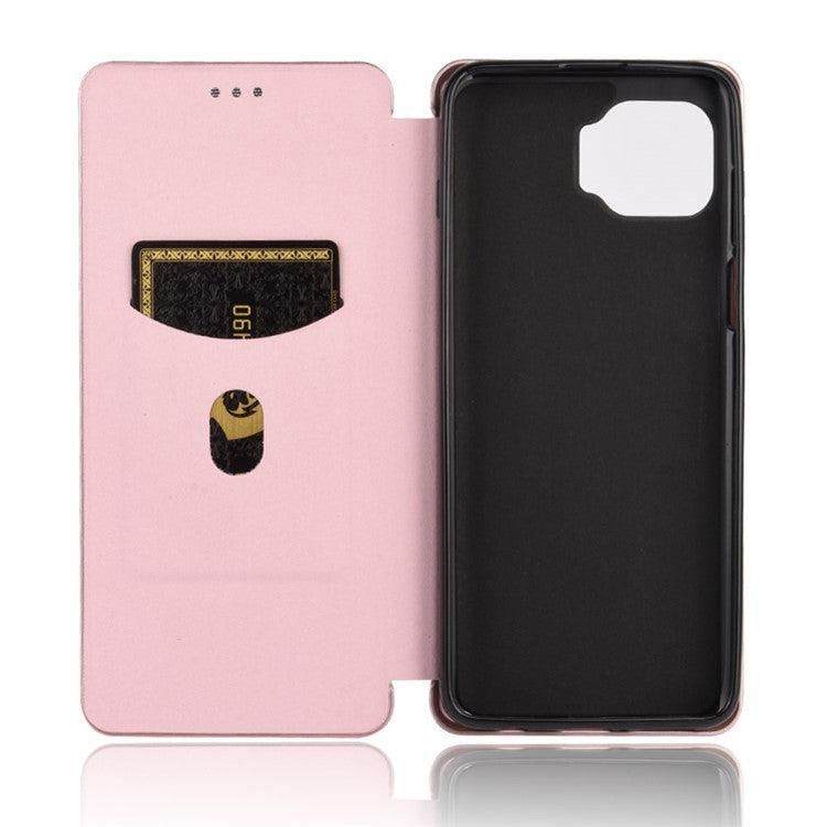 Auto-absorbed Carbon Fiber Texture Stand Leather Case for Motorola Moto G 5G Plus - Pink