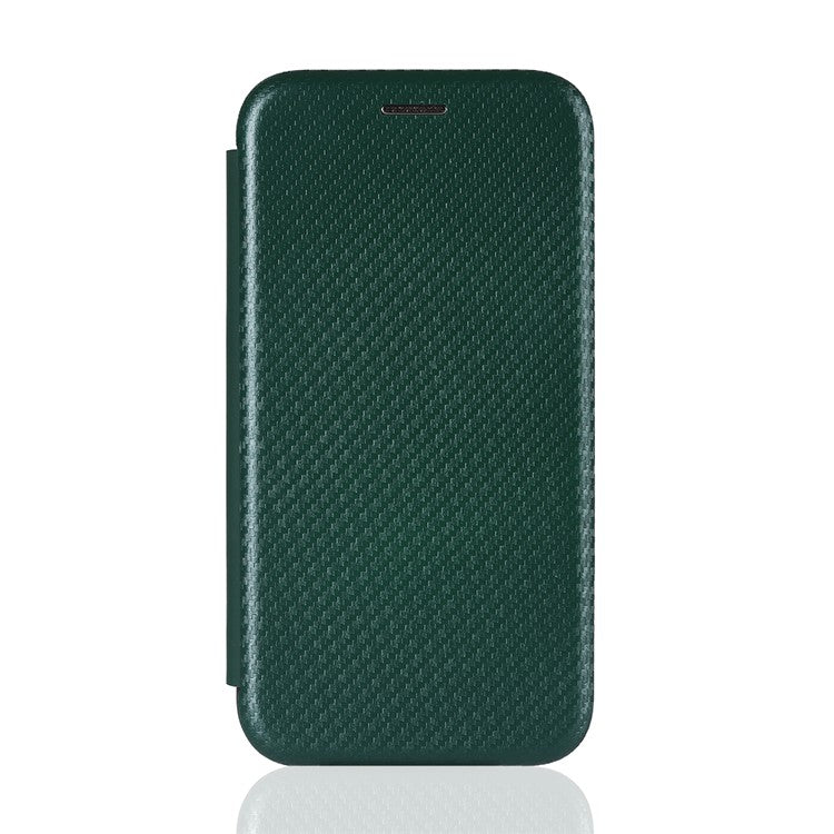 Auto-absorbed Carbon Fiber Texture Stand Leather Case for Motorola Moto G 5G Plus - Green