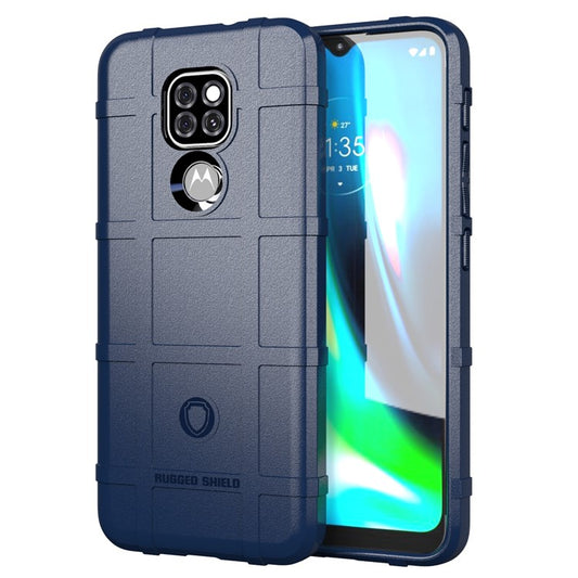 Shock-proof Rugged Square Grid Texture TPU Case for Motorola Moto G9 Play/G9 (India)/E7 plus - Blue