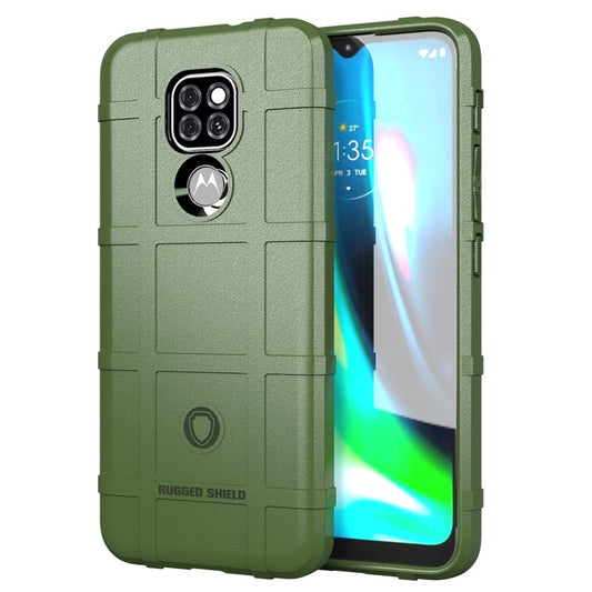 Shock-proof Rugged Square Grid Texture TPU Case for Motorola Moto G9 Play/G9 (India)/E7 plus - Green