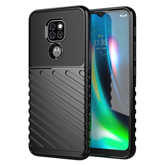 Thunder Series Twill Texture Soft TPU Phone Cover for Motorola Moto G9 Play/G9 (India)/E7 Plus - Black