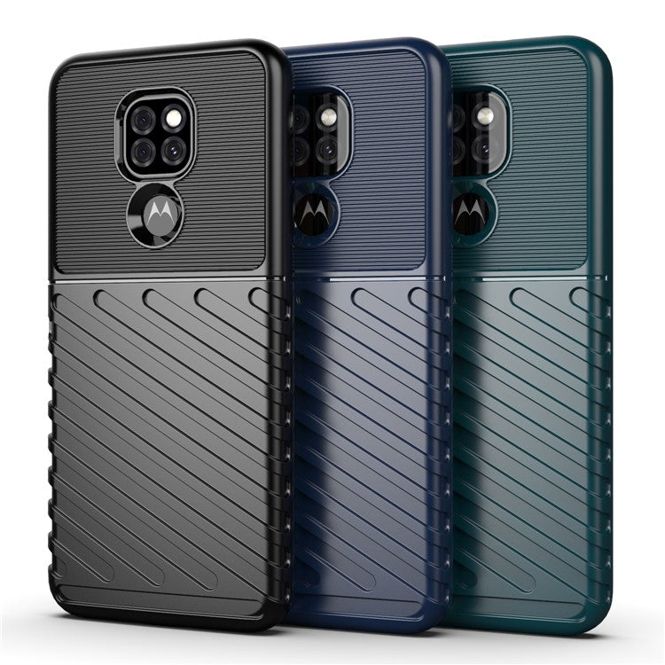 Thunder Series Twill Texture Soft TPU Phone Cover for Motorola Moto G9 Play/G9 (India)/E7 Plus - Black