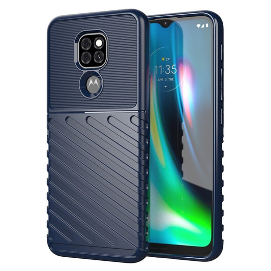 Thunder Series Twill Texture Soft TPU Phone Cover for Motorola Moto G9 Play/G9 (India)/E7 Plus - Blue