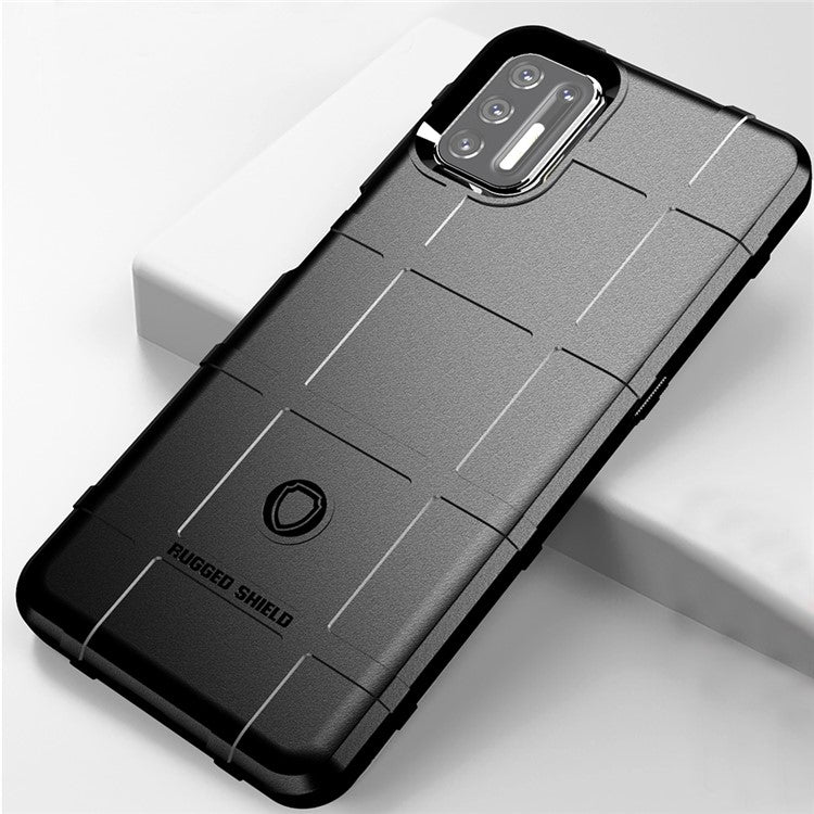 Shock-proof Square Grid Texture Thicken TPU Shell for Motorola Moto G9 Plus - Black