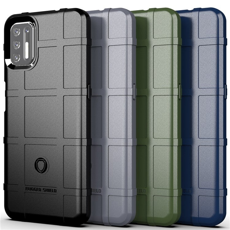 Shock-proof Square Grid Texture Thicken TPU Shell for Motorola Moto G9 Plus - Black