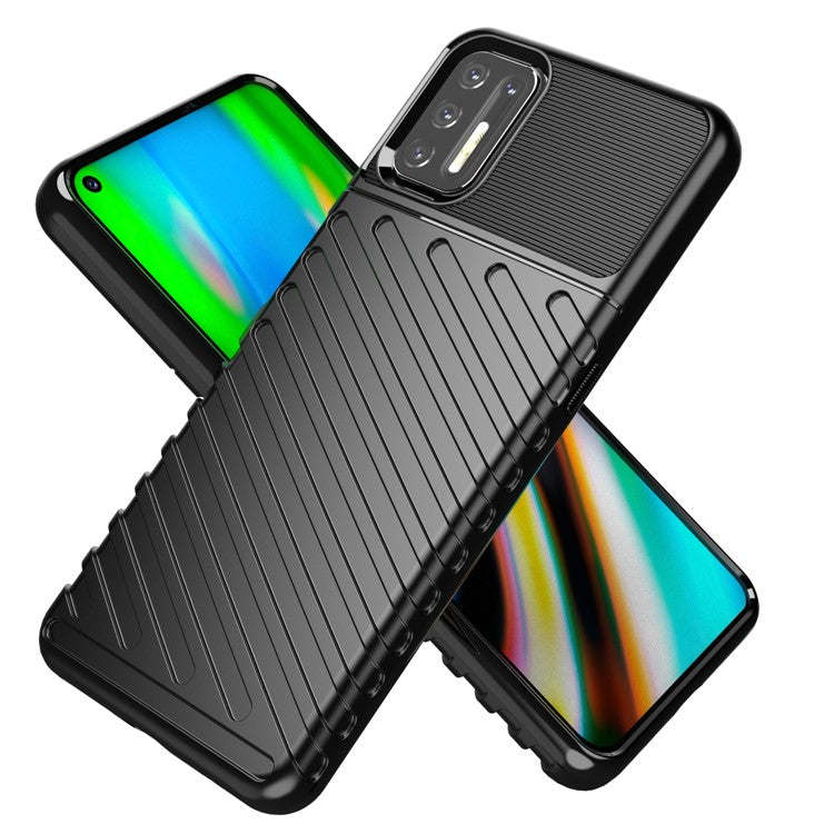 Thunder Series Twill Texture Soft TPU Phone Case for Motorola Moto G9 Plus - Black