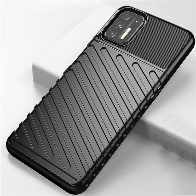 Thunder Series Twill Texture Soft TPU Phone Case for Motorola Moto G9 Plus - Black